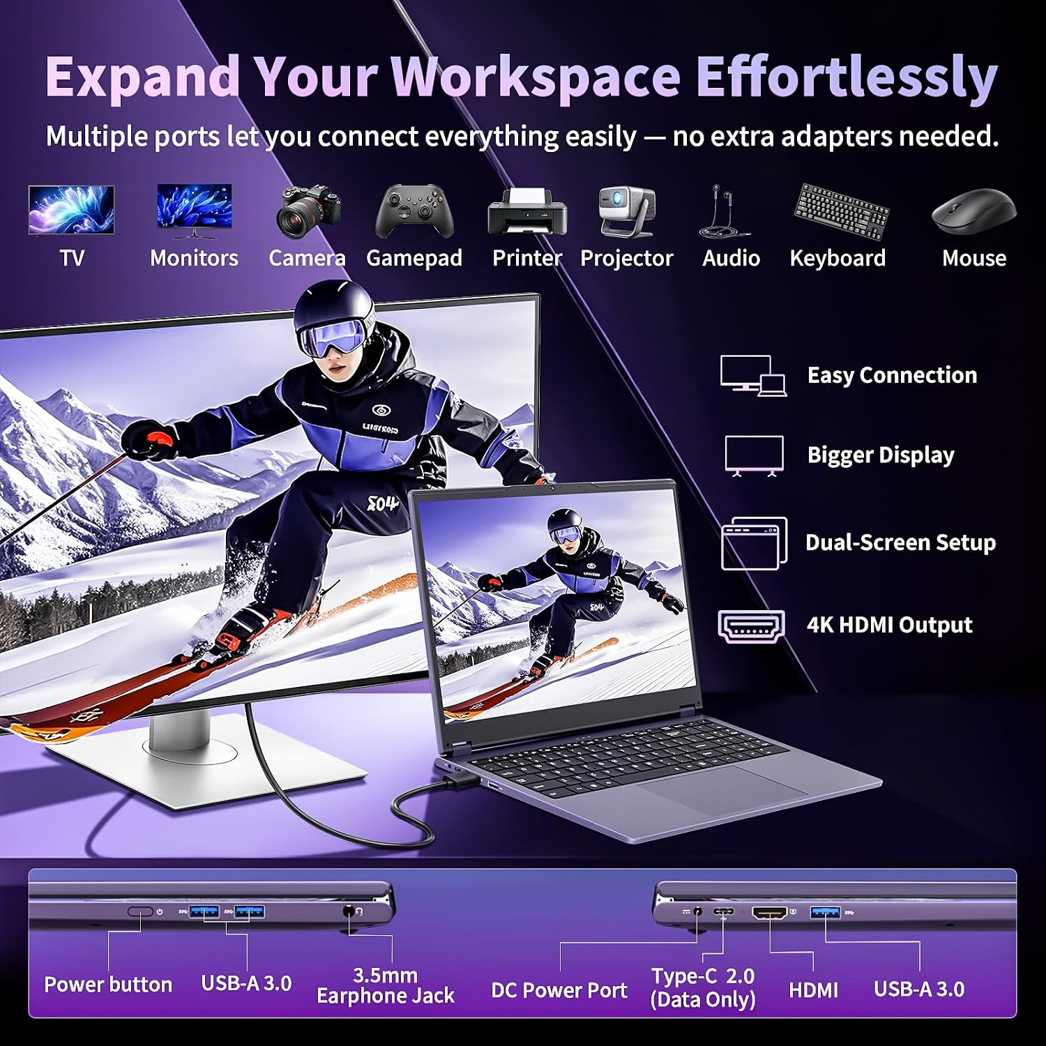 EKY 15.6" 2-in-1 Touchscreen Laptop,16GB 512GB SSD, Core m3 up to 3.40GHz - Image 4
